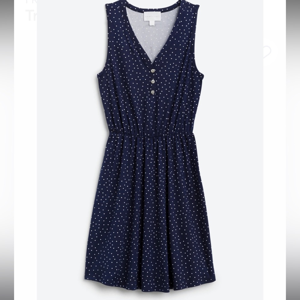 Navy Polka Dot Sleeveless Dress